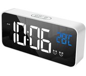 Reloj despertador digital blanco, reloj digital led, reloj digital