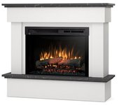 Tormes - chimenea eléctrica independiente con calefacción por suelo radiante led - 26' - blanco mate / mármol negro - 108 x 93 x 33.5