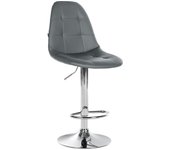 Taburete de bar x1 con reposapiés asiento giratorio regulable en altura en estructura de metal cromado de pvc gris 10_0004823