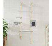 Rascador para gatos de pared con rascador gris claro 180 cm