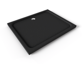 Plato de ducha plano shimmer stone 100x120 cm - acrílico negro - antideslizante, textura lisa, duradero - incluye sifón