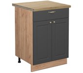 Vicco mueble bajo de cocina fame-line, antracita-oro, 60 cm con cajón, et roble