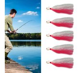 Juego de 5 anzuelos para pesca en hielo, de metal, realistas, con forma de j, afilados y afilados (rosa)