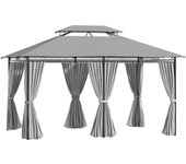 Cenador para jardín outsunny acero, poliéster gris oscuro 300x400x275 cm