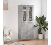 Aparador alto | aparador de comedor | armario de cocina madera contrachapada gris hormigón 69,5x34x180 cm cfw38409