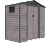Caseta metálica gardiun surrey 2,71 m2 exterior 213x127x211 cm de acero con ventana lateral y efecto madera veteada