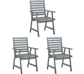 Sillas comedor de jardín 3 uds madera maciza acacia y cojines