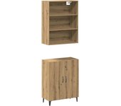 Aparador | aparador de comedor | armario de cocina con mueble pared madera contrachapada artesanal roble cfw58295