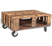 Mesa de centro con 4 ruedas de madera reciclada