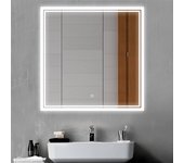 Aica espejo de baño led 80×80cm, antivaho, brillo regulable, función memoria