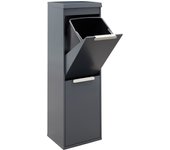 Arregui ecoclas plus cr224-e cubo de basura y reciclaje de acero de 2 cubos con bandeja superior multiusos, mueble de reciclaje, 2 x 17 l (34 l)
