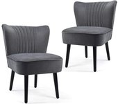 Costway sillas cocina de terciopelo, silla tocador con patas de madera y almohadillas antideslizante, sillas comedor estilo nordico, 51 x 68,5 x 76,5