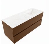 Mondiaz vica dlux 120cm mueble de baño color rust con 2 cajones. con lavabo cloud derecho 1 orificio color ostra