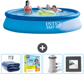 Paquete de piscina - intex - alrededor - 396x396x84 cm + accesorios cb10