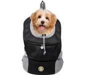 Mochila transportín para perros talla (m), color negro.