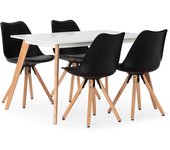 Juego de mesa 120x80 cm y 4 sillas de comedor jeff color negro
