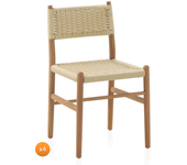 Pack de 4 sillas madera de haya con asiento trenzado