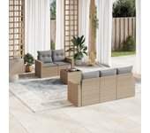 Conjunto de muebles de jardín de ratán beige de 6 piezas con cojines vidaxl