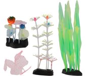 Kit de 4 piezas de decoración luminosa para acuario, de silicona, con simulación luminosa, para decoración de peceras de coral (tr