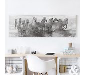 Lienzo cuadro en lienzo bastidor impresion en lienzo blanco y negro blanco y negro caballos 211 dormitorio salón pasillo 90 x 30 cm