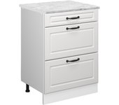 Vicco mueble bajo de cocina r-line, blanco casa de campo, 60 cm et mármol