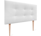Dhome cabecero de cama acolchado capitoné 8cm de grosor. cabezal tapizado tela acualine con patas cabeceros de cama (blanco, 105cm)