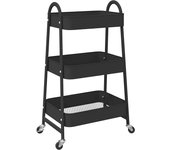 Carrito de almacenaje 3 niveles acero negro 42x41,5x77 cm