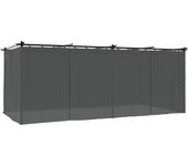 Cenador con cortinas acero gris antracita 6x3 m