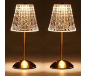 2 × luces inalámbricas, lámpara de escritorio táctil regulable de 3 colores, luz nocturna, luz led dorada portátil,lámpara pequeña recargable (dorada)