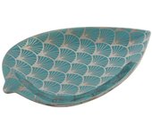 Centro de mesa dkd home decor 27,5 x 16 x 3 cm turquesa oriental cromado hoja de planta