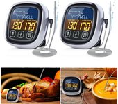 2 termómetro, con sonda larga, termómetro digital para carne con pantalla táctil lcd grande, temporizador de cocina, termómetro para parrilla