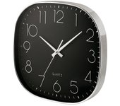 H&h reloj de pared cuadrado negro y cromado cm 23.