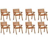 Sillas de jardín 8 uds madera maciza de teca con cojines
