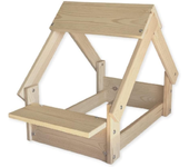 Caseta para perro color natural, cama con marco de madera natural fsc