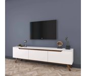 Mueble de televisión apatite, aparador de salón, mueble bajo para tv, base de pared equipada, 180x35h49 cm, blanco y nogal