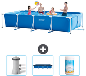 Paquete de piscina - intex - rectángulo - 450x220x84 cm + accesorios cb75