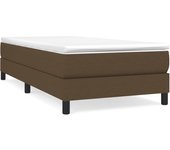 Cama con somier tapizado y colchón de tela marrón oscuro 90x200 cm