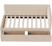 Sofá cama de terciopelo beige 90x200 con 2 grandes cajones de almacenamiento