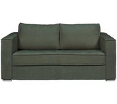 Sofá cama de 3 plazas exprés de tela texturizada verde - somier de 140 cm de ancho - colchón de 18 cm loreto