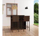 Vidaxl set de muebles de bar para jardín 3 piezas marrón