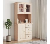 Aparador | aparador de comedor | armario de cocina alto alta madera maciza de pino 77x35x165 cm cfw70097