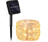 12m solar de luz de cadena al aire libre, jardín, terraza, boda y navidad, blanco cálido