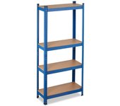 Relaxdays estantería metálica, estante industrial, cargas pesadas hasta 700kg, 4 baldas, 150x70x30 cm, garaje, azul