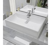 Maison exclusive - lavabo con orificio para grifo cerámica 60,5x42,5x14,5 cm blanco