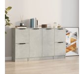 Aparador 3 piezas | aparador de comedor | armario de cocina madera contrachapada gris cemento cfw98794