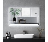 Emke espejo de baño con pulsador, antivaho, luz blanca fría/caliente | 100x60 cm
