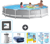 Paquete de piscina - intex - alrededor - 366x366x76 cm + accesorios cb24