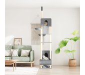 Rascador para gatos de suelo a techo gris claro 277-303 cm