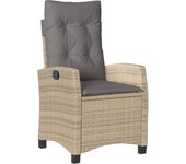Sillón reclinable de jardín | silla de exterior | sillon jardín con cojines ratán pe beige mixto cfw601103
