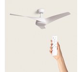 Techbrey ventilador de techo silencioso eubea 132cm motor dc sin luz, controlador de pared + mando